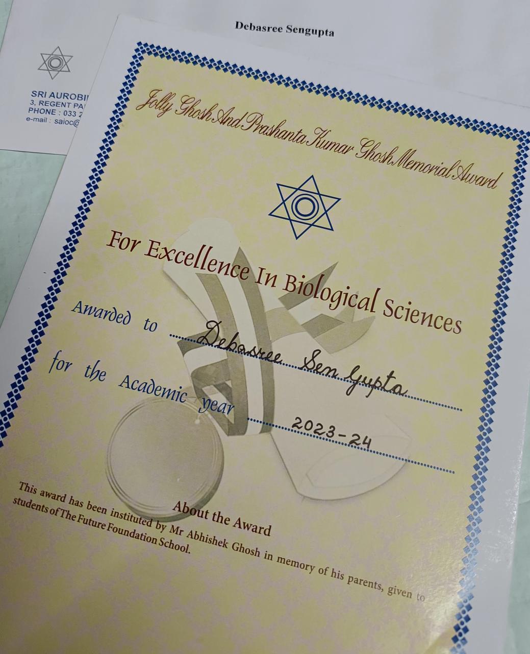 Jolly Ghosh Memorial Award